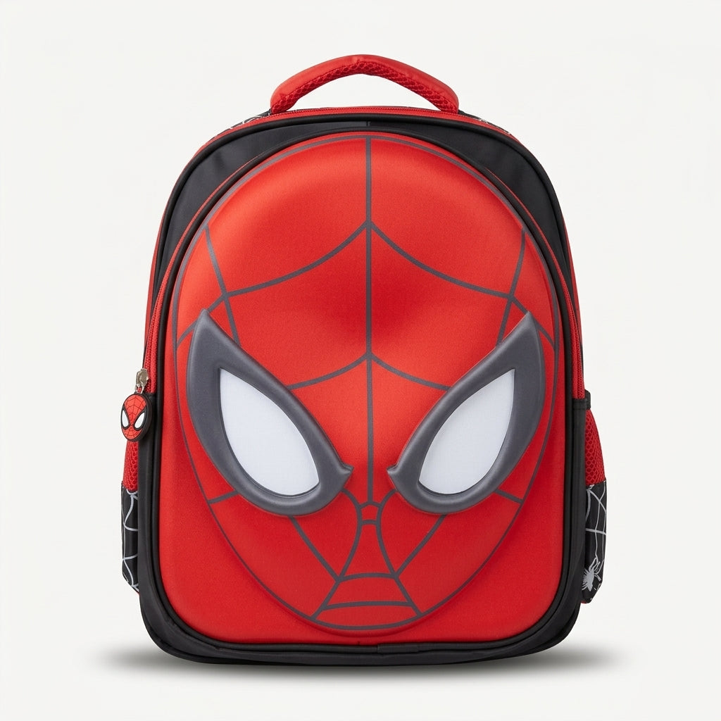 Spider-Man 3D Face Molded Kids Backpack (Black & Red)